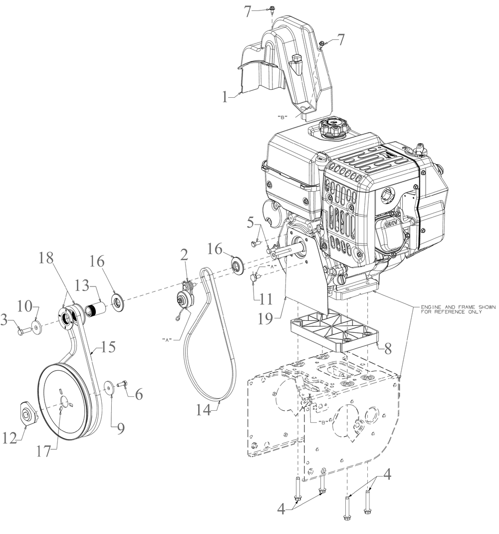 Engine Drive Diagram and Parts List for 2X30-INCHMAX (31AH8JVSB10)(2023) Cub Cadet Snow Blower